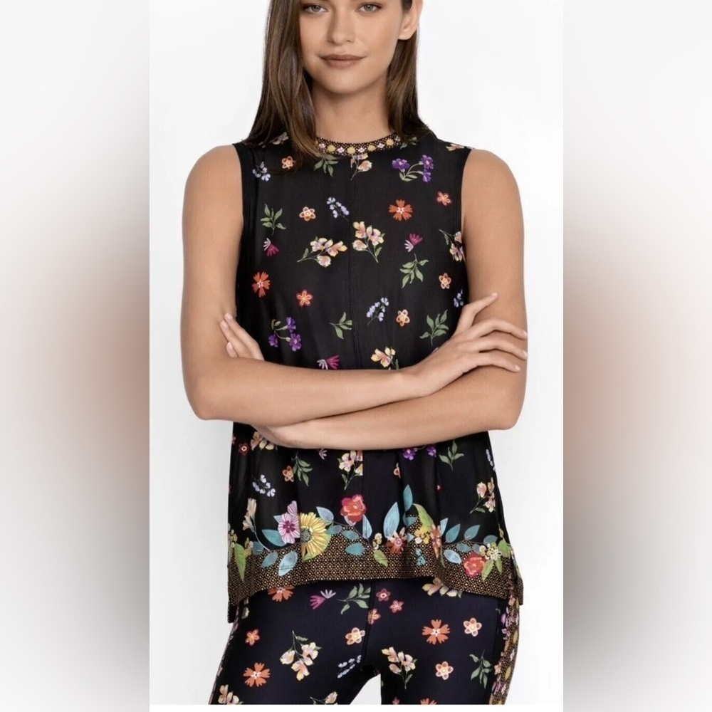 NEW Johnny Was Active Nani High Low Muscle Tank A0623-4 Black Multi Small NWT